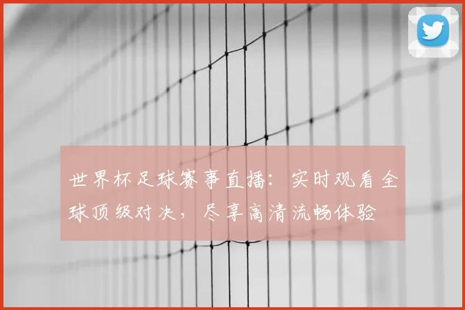世界杯足球赛事直播：实时观看全球顶级对决，尽享高清流畅体验
